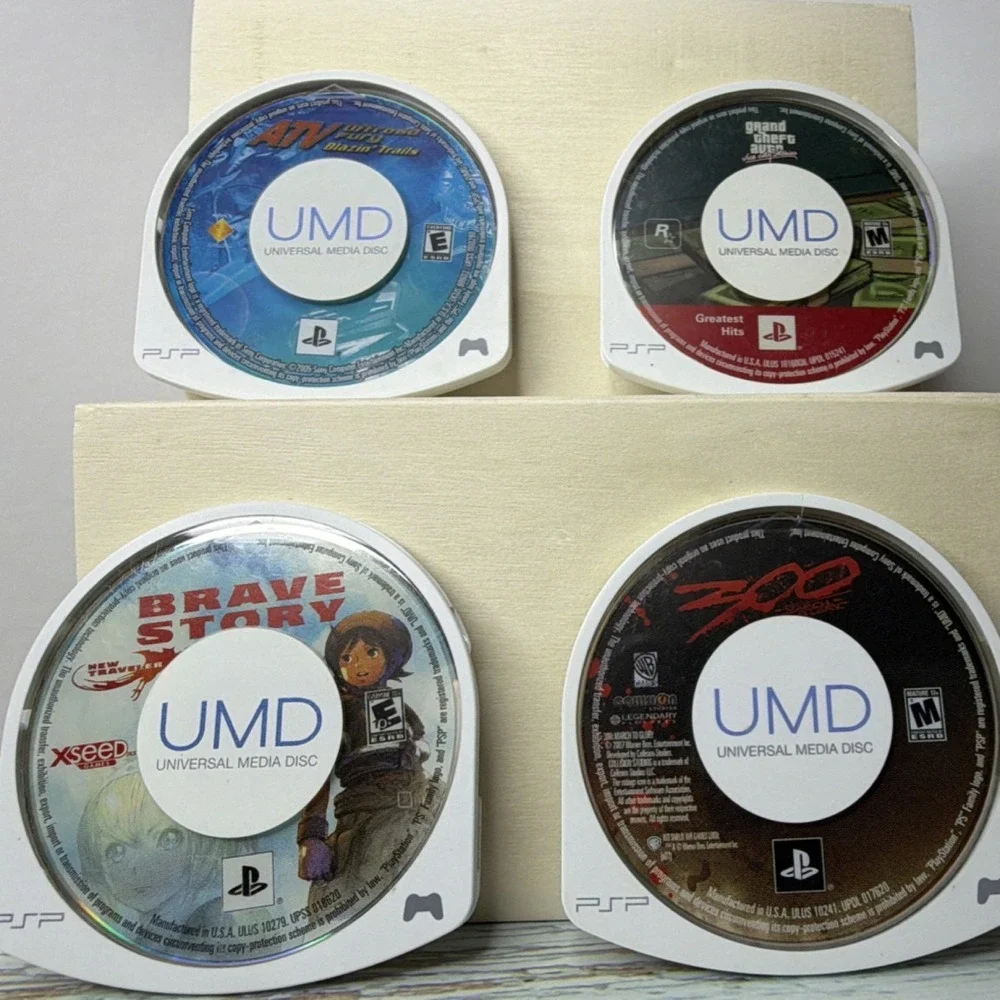 Sony PSP UMD Game Lot: ATV, GTA Vice City, Brave Story & 300 - Very Clean T&W